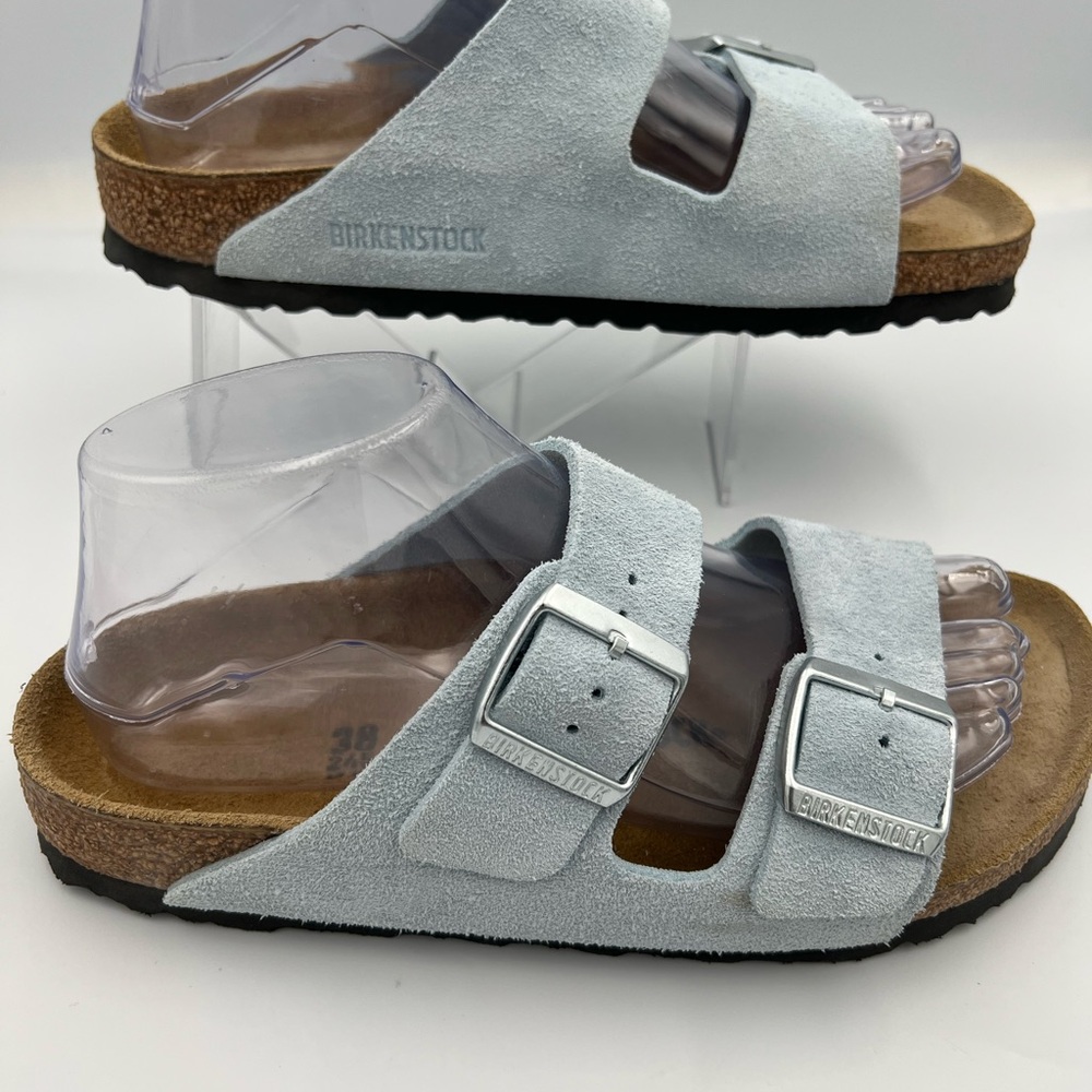 Birkenstock Sandals - Soft blue Suede with silver accent buckles